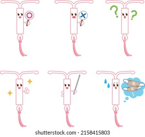 Contraceptive Ring Character Illustration Set