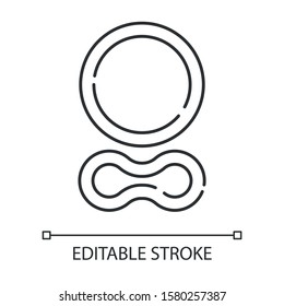 Contraceptive ring linear icon. Female preservative. Vaginal product for safe sex. Pregnancy prevention. Thin line illustration. Contour symbol. Vector isolated outline drawing. Editable stroke