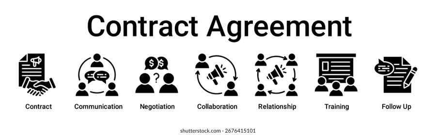 Contract Agreement banner web icon vector illustration concept for business with icon of Contract, Communication, Negotiation, Collaboration, Relationship, Training, Follow .