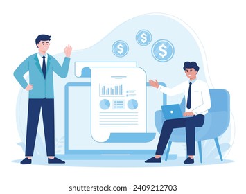 contract agreement between two business people trending concept flat illustration