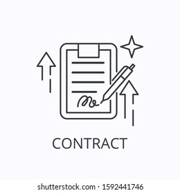 Contract and agreement dthin line icon. Document concept. Vector outline illustration