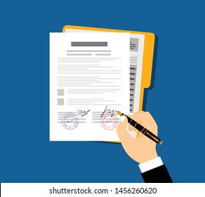 Contract agreement flat business illustration vector