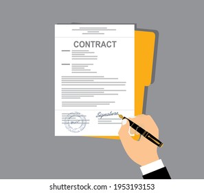 Contract agreement flat business illustration vector