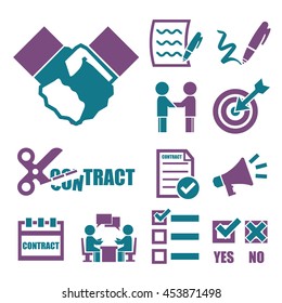 contract, agreement icon set