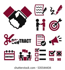 contract, agreement icon set