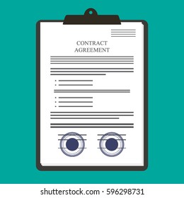Contract agreement paper blank with seal. Vector illustration in flat style