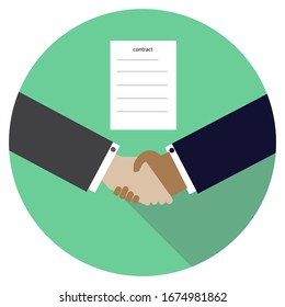 Contract agreement shake hand icon