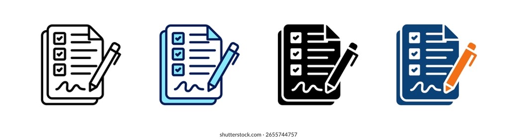 Contract All In One Icon Multi Styles Vector Set