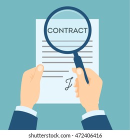 Contract analyzing with magnifyer. Preparation and making decision about contract. Investigate fraud and risk.