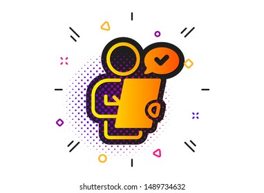 Contract application sign. Halftone circles pattern. Customer survey icon. Agreement document symbol. Classic flat customer survey icon. Vector