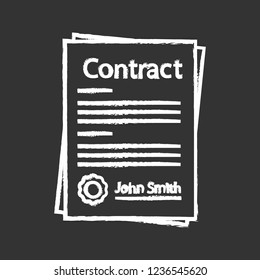 Contract auditing chalk icon. Agreement. Business deal. Signed contract. Financial inspection. Isolated vector chalkboard illustration