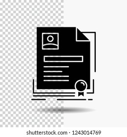 Contract, badge, Business, agreement, certificate Glyph Icon on Transparent Background. Black Icon