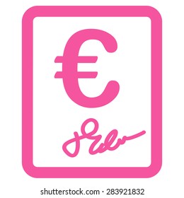 Contract from BiColor Euro Banking Icon Set. Vector style: flat, pink symbol, rounded angles, white background.