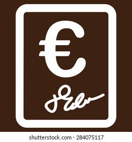 Contract from BiColor Euro Banking Icon Set. Vector style: flat, white symbol, rounded angles, brown background.