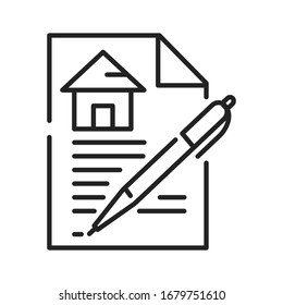 Contract Black Line Icon. A Legally Binding Agreement. Between Parties For The Purchase And Sale. Pictogram For Web Page, Mobile App, Promo. UI UX GUI Design Element. Editable Stroke.