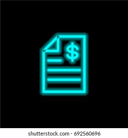 Contract blue glowing neon ui ux icon. Glowing sign logo vector