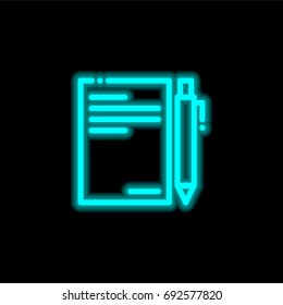 Contract blue glowing neon ui ux icon. Glowing sign logo vector