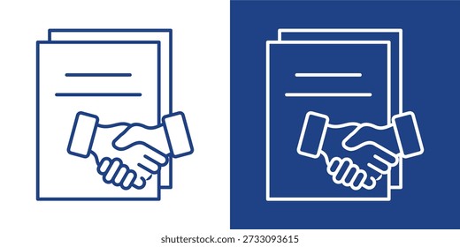 Contract Blue e White Icon Style Coleção
