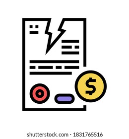 contract breaking color icon vector. contract breaking sign. isolated symbol illustration
