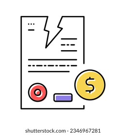 contract breaking color icon vector. contract breaking sign. isolated symbol illustration