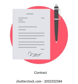 Contract or Business Document Icon Concept