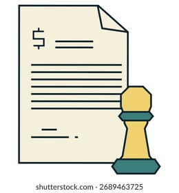 Contract Business Document Paper Icon Illustration 