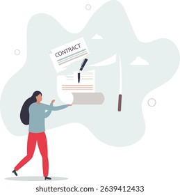 Contract cancellation or agreement terminated, partnership breaking signed business deal, code of conduct mistake concept. character life .