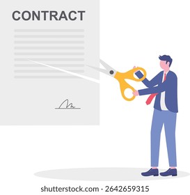 Contract cancellation or agreement terminated, partnership breaking signed business deal,

