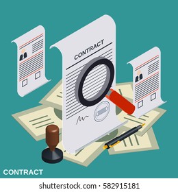 Contract, Candidate Choice Flat Isometric Vector Concept Illustration