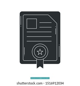 Contract certificate icon vector illustration logo template for many purpose. Isolated on white background.