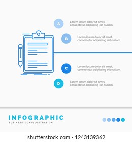 Contract, check, Business, done, clip board Infographics Template for Website and Presentation. Line Blue icon infographic style vector illustration
