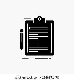 Contract, check, Business, done, clip board Glyph Icon. Vector isolated illustration