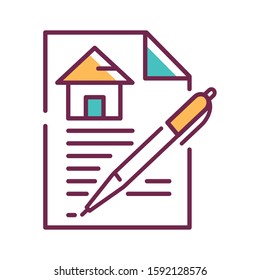 Contract Color Line Icon. A Legally Binding Agreement. Between Parties For The Purchase And Sale. Pictogram For Web Page, Mobile App, Promo. UI UX GUI Design Element. Editable Stroke.