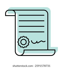 Contract color shadow thinline icon, vector, pixel perfect, illustrator file 