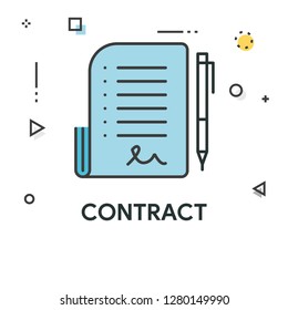Contract Colored Line Icon