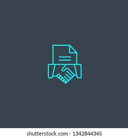 contract concept blue line icon. Simple thin element on dark background. contract concept outline symbol design. Can be used for web and mobile UI/UX