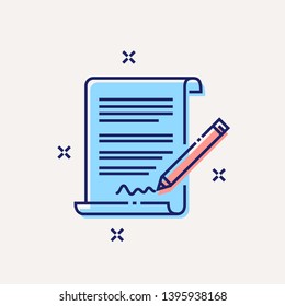 Contract concept icon. Job application. Concept for banner, sites, infographics. Flat trendy style. Vector thin line illustration.