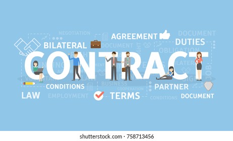 Contract concept illustration. Idea of terms, agreement and duties.