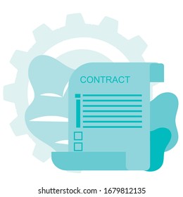 Contract Conclusion, Document Agreements Flat Design. Paperwork and Deal. Paper Blank and Business Docs Cartoon. Online E-contract, Digital Signature. Party Shall List. Vector Illustration