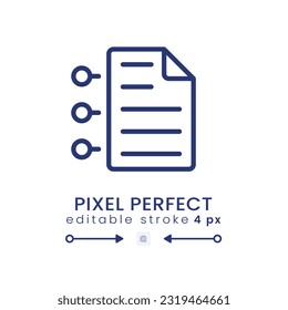 Contract conditions linear desktop icon. Legal document. Partnership agreement. Pixel perfect 128x128, outline 4px. GUI, UX design. Isolated user interface element for website. Editable stroke