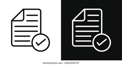 Contract Confirmation and Document Accept Icons. Official Verification and Agreement Symbols.