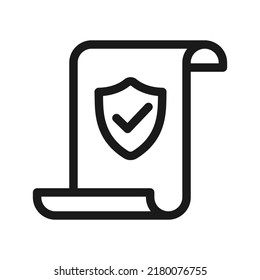Icono de Cobertura de contrato. Política de seguro, ilustración de vector de línea