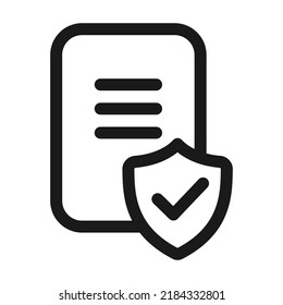 Contract Coverage icon. Insurance policy, line vector illustration