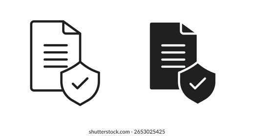Contract coverage icon symbol set in black. line and flat icons