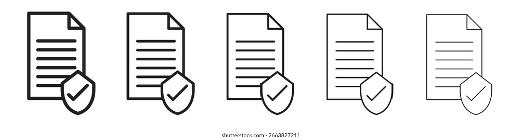 Contract coverage icon in thin to bold stroke versions on white background