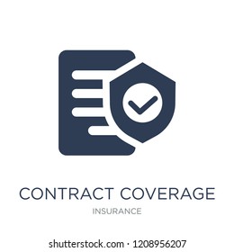 Contract Coverage icon. Trendy flat vector Contract Coverage icon on white background from Insurance collection, vector illustration can be use for web and mobile, eps10