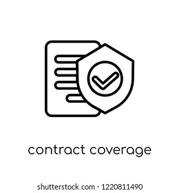 Contract Coverage Icon. Trendy Modern Flat Linear Vector Contract Coverage Icon On White Background From Thin Line Insurance Collection, Editable Outline Stroke Vector Illustration