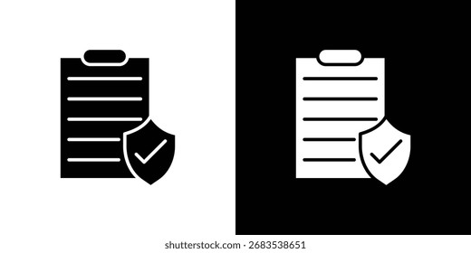 Contract coverage icon vector graphics. Flat solid black vector set