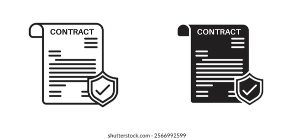 Contract coverage icons in outline and fill. vector illustration for ui.