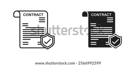 Contract coverage icons in outline and fill. vector illustration for ui.